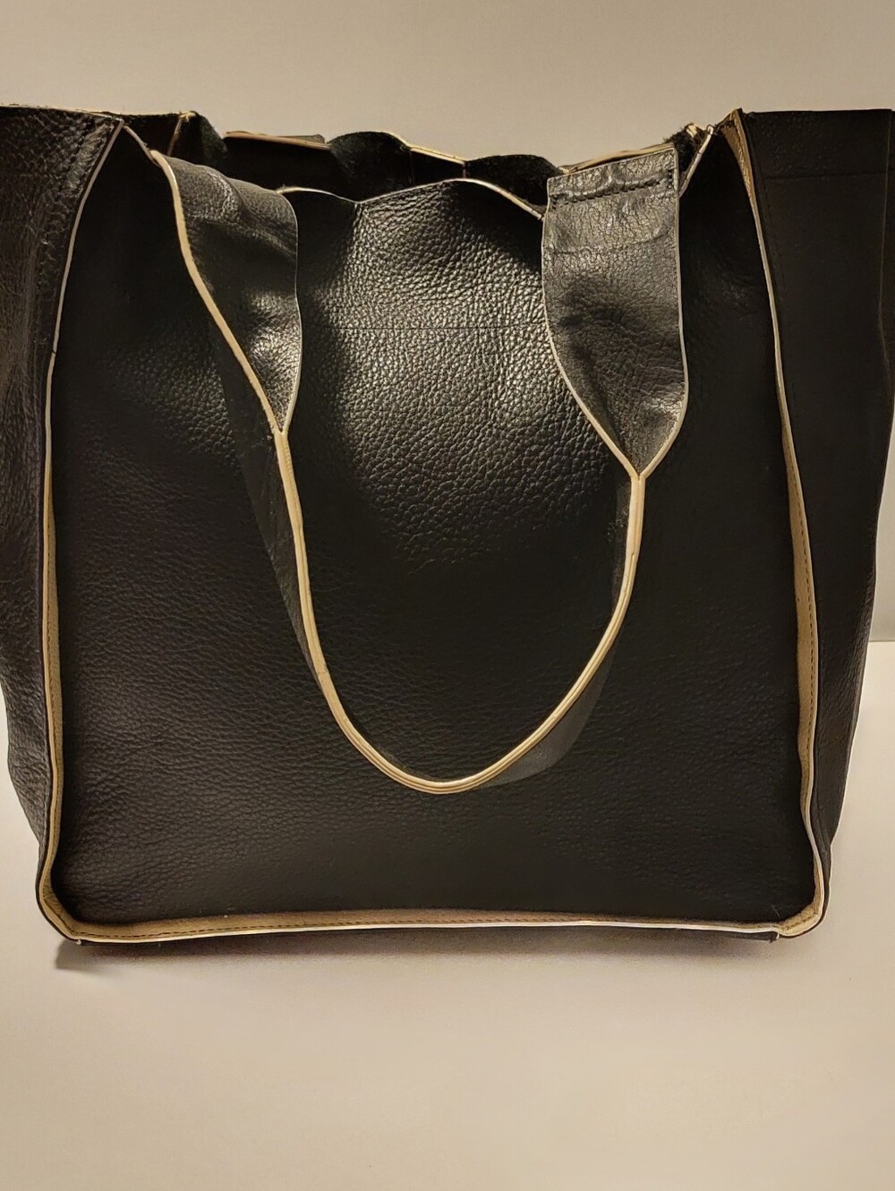 Vtg Gap Womens genuine leather Large Tote Black Designed In New York HTF
